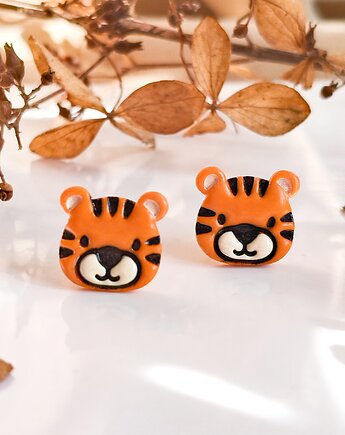 Kolczyki z tygrysem, biżuteria z egzotycznymi zwierzętami, prezent dla niej, Dary Rusałki