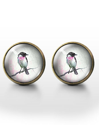 Kolczyki sztyfty - Ptaszek - brąz, yenoo