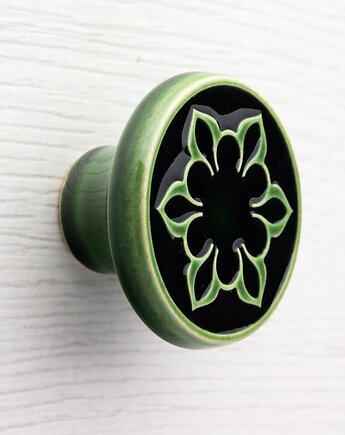 Gałka do mebli, ciemna zieleń butelkowa , wz.2, pracowniazona