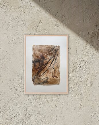 Abstrakcja wabi sabi nr 03, pigmenty ziemne, akryl, naniby
