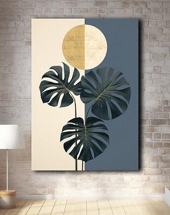 Tropikalne liście - Plakat - Loft, Minimalizm #65, Black Sapphire Art