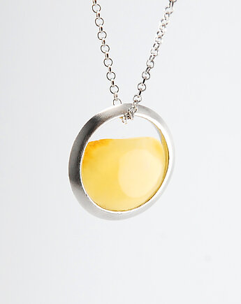 Naszyjnik srebrny Split z mlecznym bursztynem, Monopolka