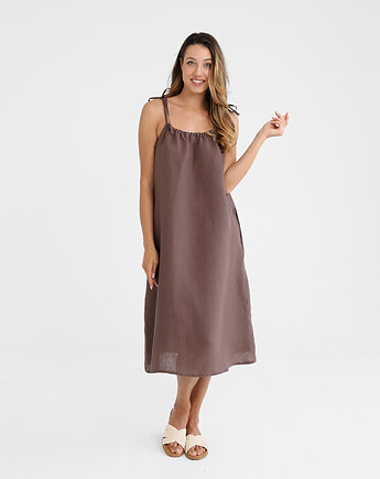 Lniana Sukienka FLORA MIDI dark chocolate, so linen!