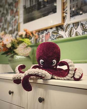 Duża ośmiornica pluszowa, Maskotka na prezent, Dekoracja do pokoju dziecka, EcoToysByNastya