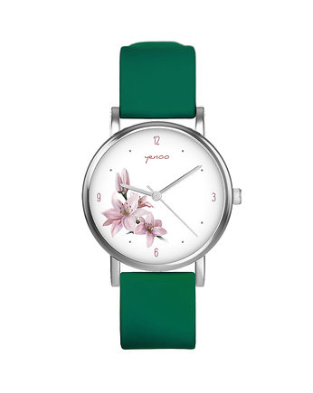 Zegarek  mały - Lilia - silikonowy, zielony, yenoo