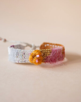 Ręcznie tkana bransoletka z kwiatuszkiem, Słońcem Tkane