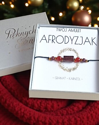 Amulet - AFRODYZJAK - świąteczne pudełko - granat, karneol, kaktusia