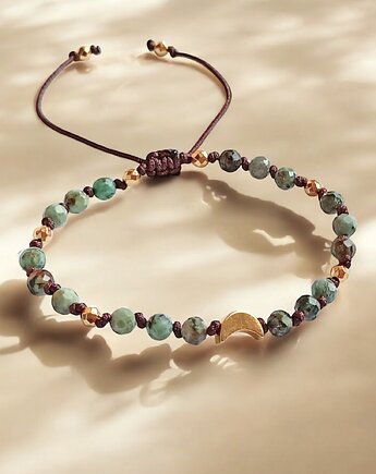 SIŁA DO DZIAŁANIA - lunula z turkusem afrykańskim, kaktusia