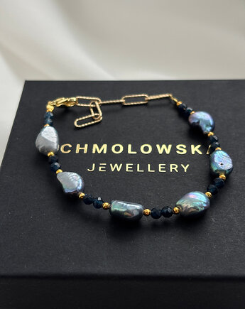 Bransoletka  Perły Granatowe i Szafir, Chmolowska Jewellery