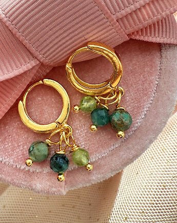 Kolczyki z   peridotem, szmaragdem  i chryzokolą, Anemon Atelier