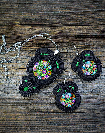 Folkowy komplet soutache -łowickie wzory., Mró Soutache