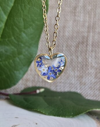 Zawieszka wisiorek z niezapominajką, zkwiatem