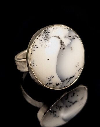 Pierścionek przebiśnieg agat dendrytowy, Pracownia Neores