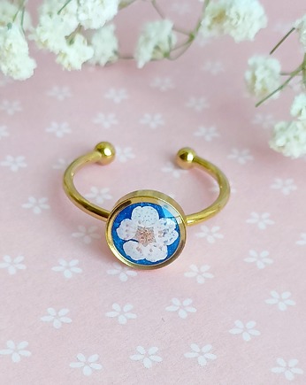 Wyjątkowy pierścionek SAKURA kwiaty w żywicy, EkoCraft