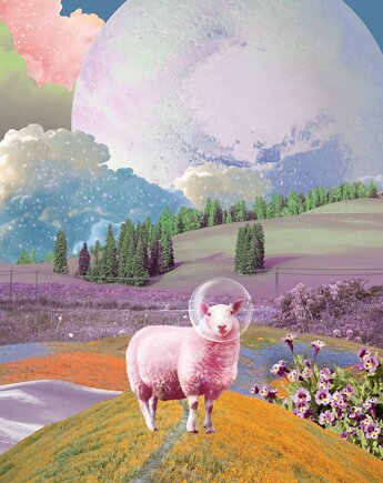 Plakat Space Sheep (kolaż), Agnieszka Osiecka RYSUJĘ BO SIĘ NUDZĘ