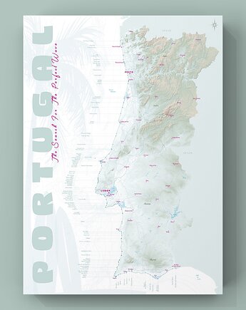 Plakat SURFING Portugalia, maps by P