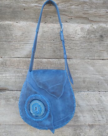 Torebka skórzana wykonana ręcznie .Laguna., pracownia kala