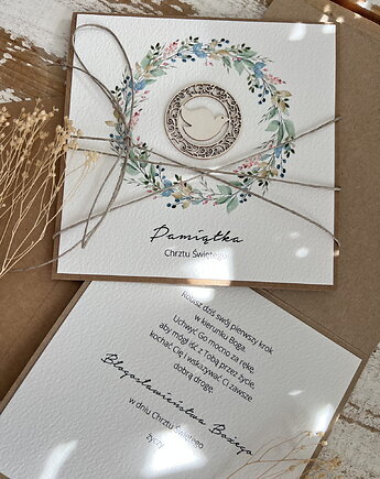 Wyjątkowa ręcznie robiona kartka na chrzest od matki chrzestnej, ojca, dziadk, sorte