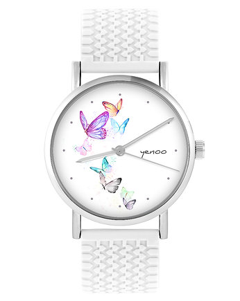 Zegarek - Motyle - silikonowy, biały