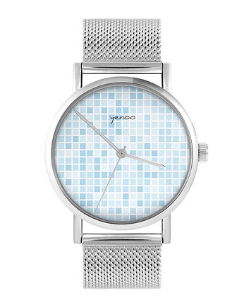 Zegarek - Pixel niebieski - bransoleta mesh, yenoo