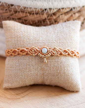 Bransoletka makrama. Pleciona makramowa bransoletka. Amazonit, CocoBizu