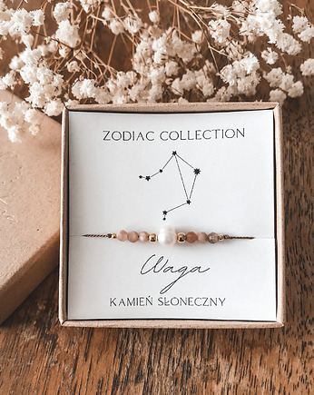Bransoletka znak zodiaku Waga kamień słoneczny, Tiny Stone