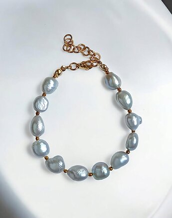 LUX. Srebrne perły - bransoletka - długość regulowana, kaktusia