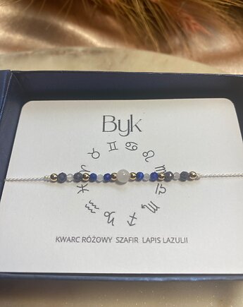 Bransoletka na jedwabnej nici kamienie naturalne Zodiak  Byk, la liva art