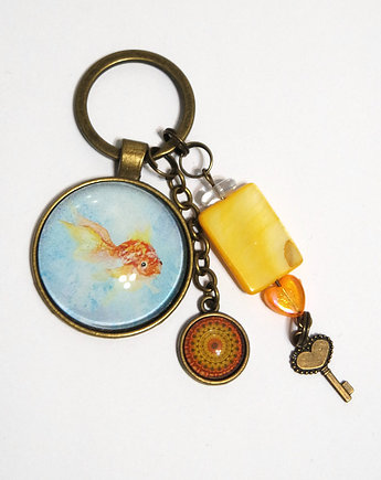 Breloczek - Złota rybka, mandala, kluczyk, yenoo