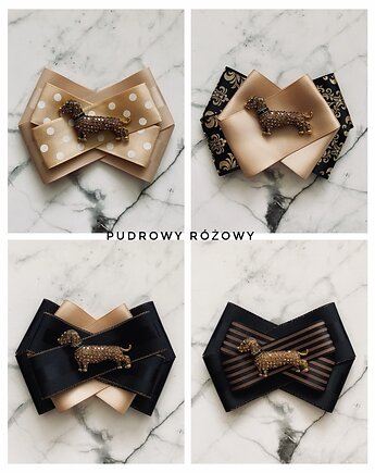 Brosza z Jamnikiem z kryształków NEW, Pudrowy Różowy