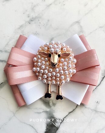 Brosza z niesamowitą Owieczka z perełek New, Pudrowy Różowy