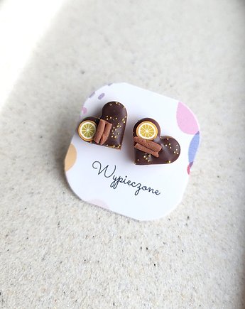 Kolczyki sztyfty pierniczki z pomarańczą i cynamonem, Wypieczone