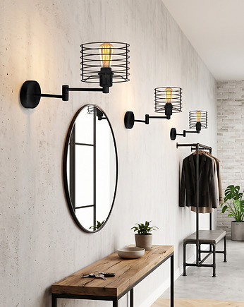 Regulowany kinkiet ścienny na wysięgniku czarny loft ALICANTE LOFT, lampy loftowe LYSNE LOFT