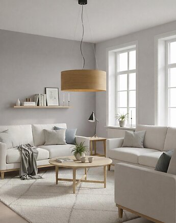 Lampa wisząca LEEA LUZ  50 cm. Klosz fornir dąb. Ręczne wykonanie., LEEA lamps