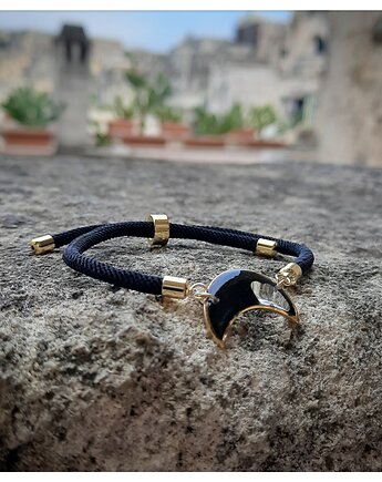 Czarna bransoletka na sznurku Dolci, Figa handmade accessories