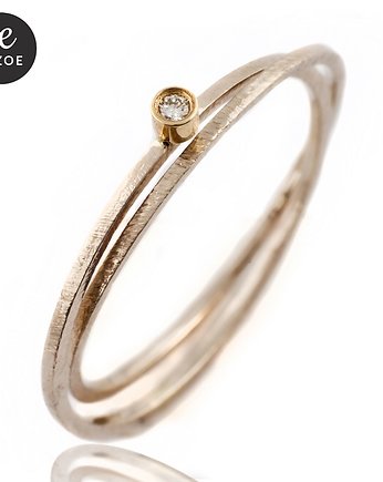 BIZOE - Złoty pierścionek z brylantem 0,015 ct, BIZOE