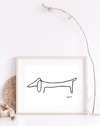 PLAKAT z psem, PIES, Picasso, ilustracja, grafika, black dot studio