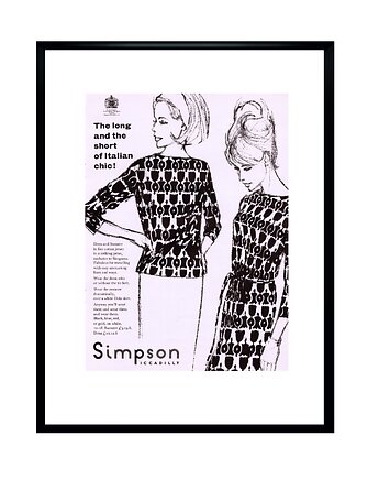 Plakat Oprawiona reklama odzieży SIMPSON PICCADILLY z 1963 r, RiskyWalls