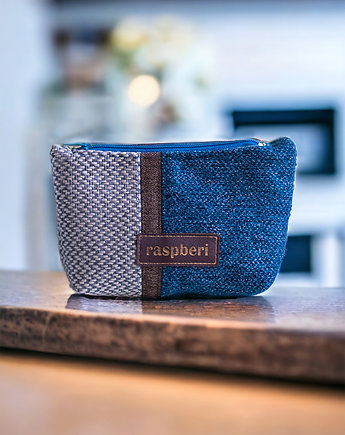 Granatowe etui na klucze patchwork, raspberi