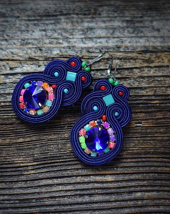 Granatowe kolczyki soutache, Mró Soutache