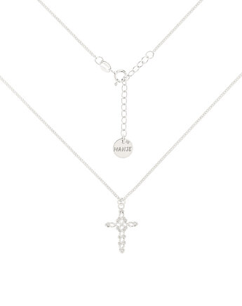 Srebrny choker pancerka z krzyżem, MANJE