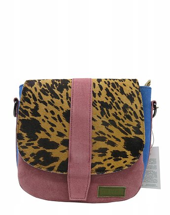 Torebka damska zamszowa na ramię regulowany pasek klapka wzór OLIVKA, Olivka Warsaw