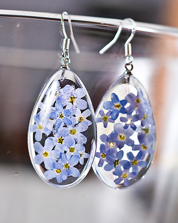 Kolczyki z niezapominajkami - żywica, srebro, So Jewelry