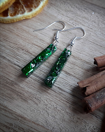 Kolczyki słupki srebro-zieleń, Figa handmade accessories