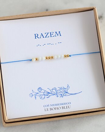 RAZEM w alfabecie Morse'a - Coś Niebieskiego - Bransoletka dla Panny Młodej, Le Boho Bleu