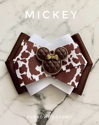 Modowa   Brosza MICKEY   Czekoladowa New, Pudrowy Różowy