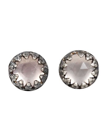 Kolczyki sztyfty oksydowane Petite z kwarcem różowym, Blooming Stones
