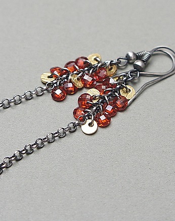 Kolczyki srebrne Cyrkoniowe gronka  vol. 5 /orange/ , Katia i krokodyl