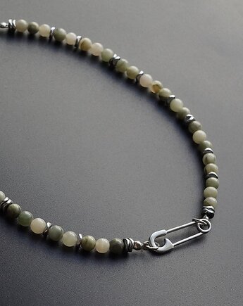 Choker Zielony kwarc z zawieszką w kształcie agrafki, Unique