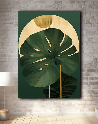 Abstrakcyjna monstera - Obraz na płótnie - Druk, Blejtrama - Loft #72, Black Sapphire Art